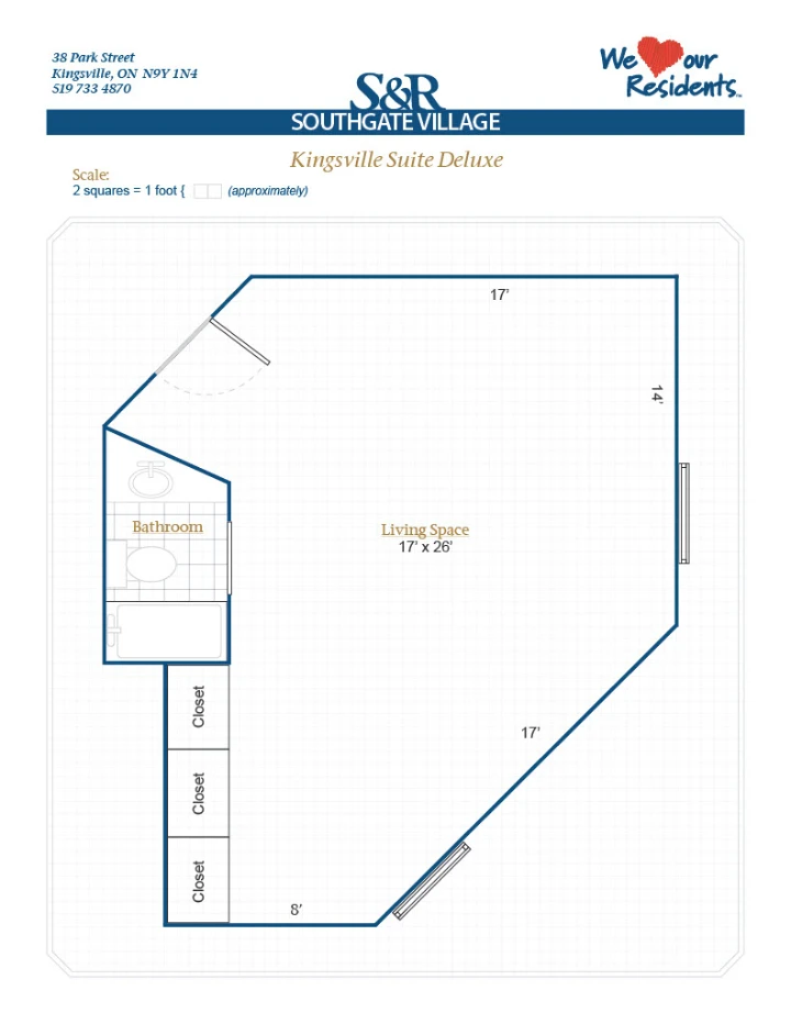 S&R Seniors Living Floor Plans Southgate Village - Kingsville Suite Deluxe